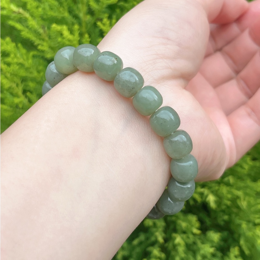 10mm barrel shape natural green jade bracelet‎